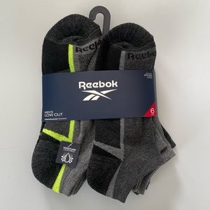Reebok men’s low cut socks 6 pairs size 6-12.5 gray black yellow